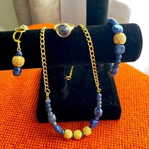 Sodalite and gold plated set
